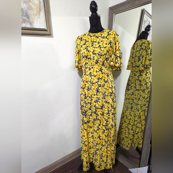 Who What Wear Yellow and Black Floral Polka Dot Maxi Dress NWOT - Picture 5 of 14
